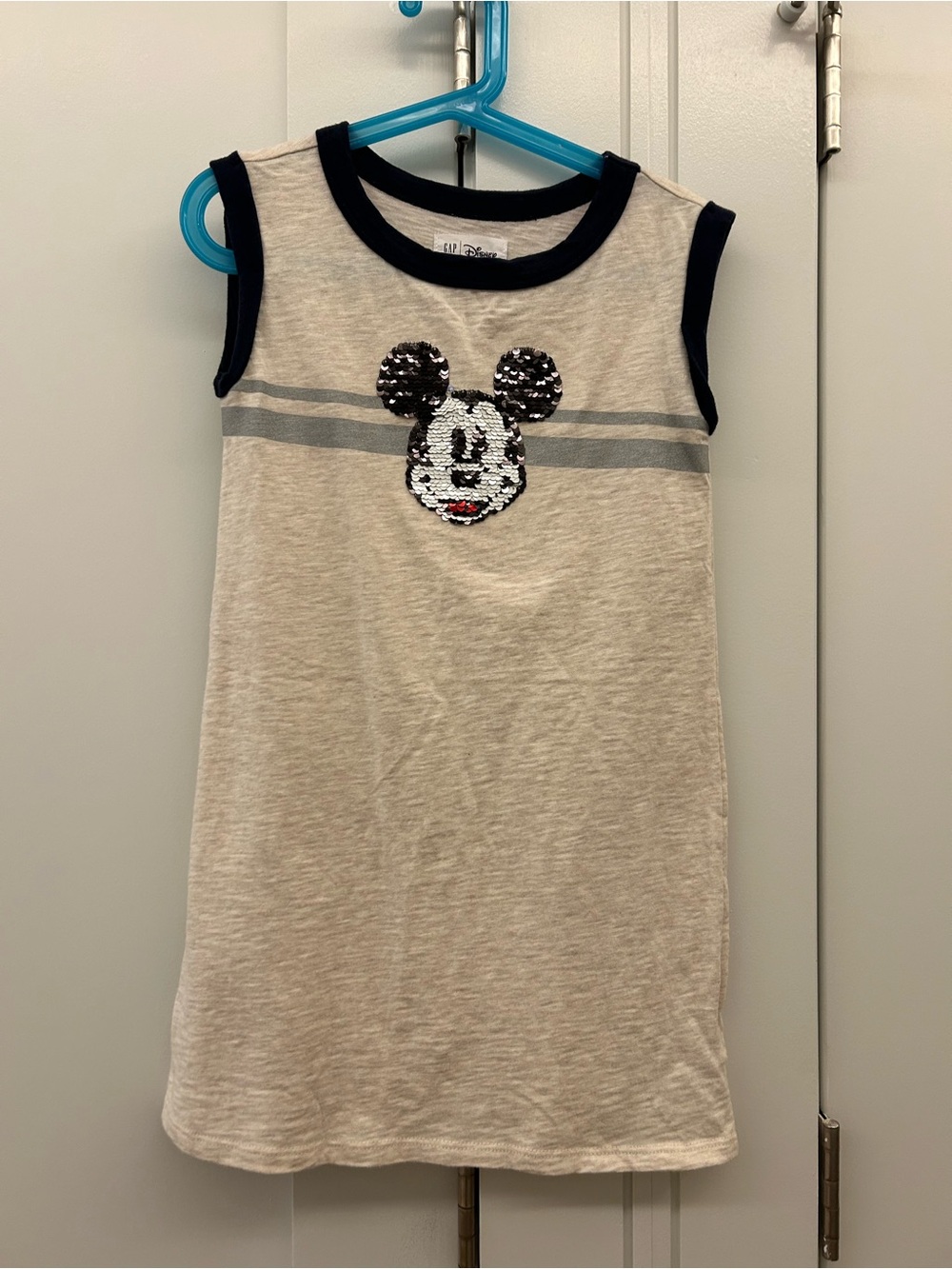 Gap Disney Sequin Mickey Dress - Beige with Navy Trim
